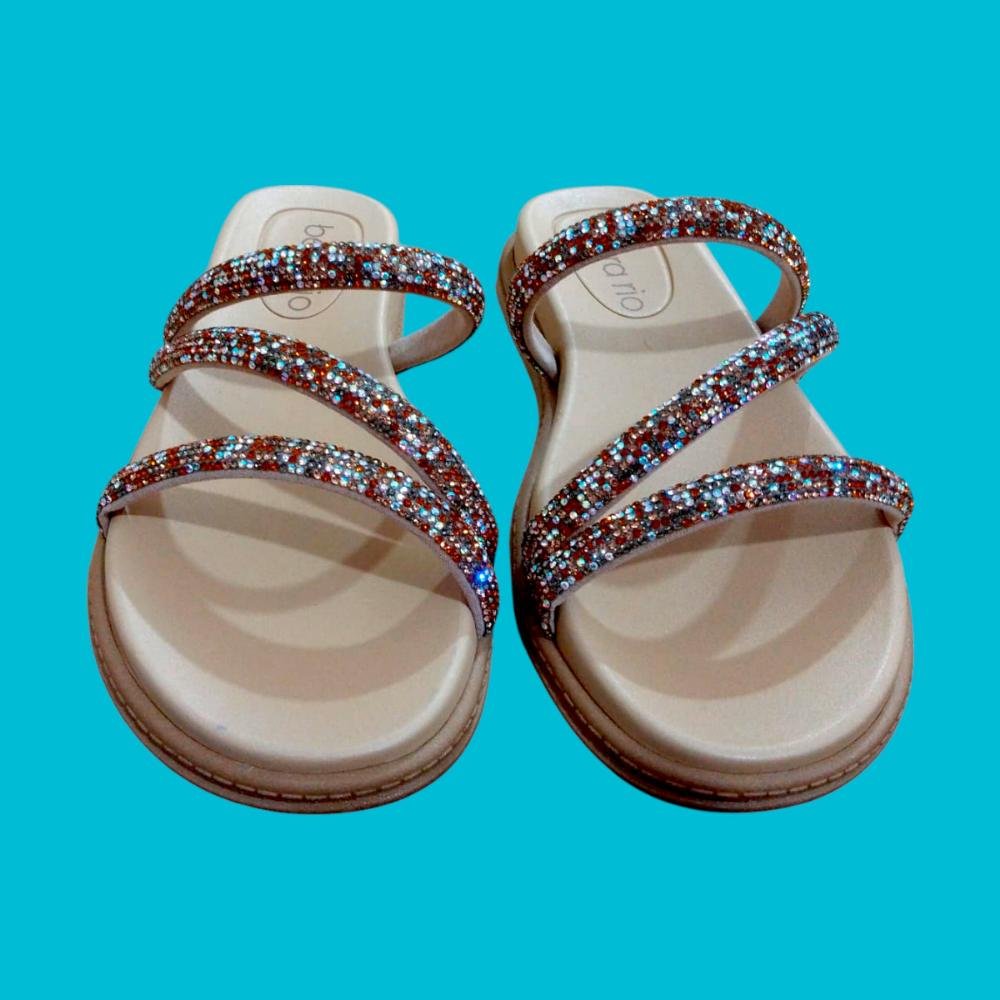 Tamanco Papete Feminino Beira Rio Tiras Cristais Multicores 2