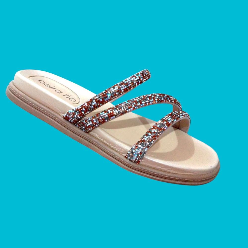 Tamanco Papete Feminino Beira Rio Tiras Cristais Multicores 5