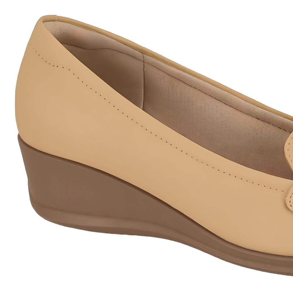 Sapato Feminino Confortável Mocassim Calce Fácil Modare Bege 2