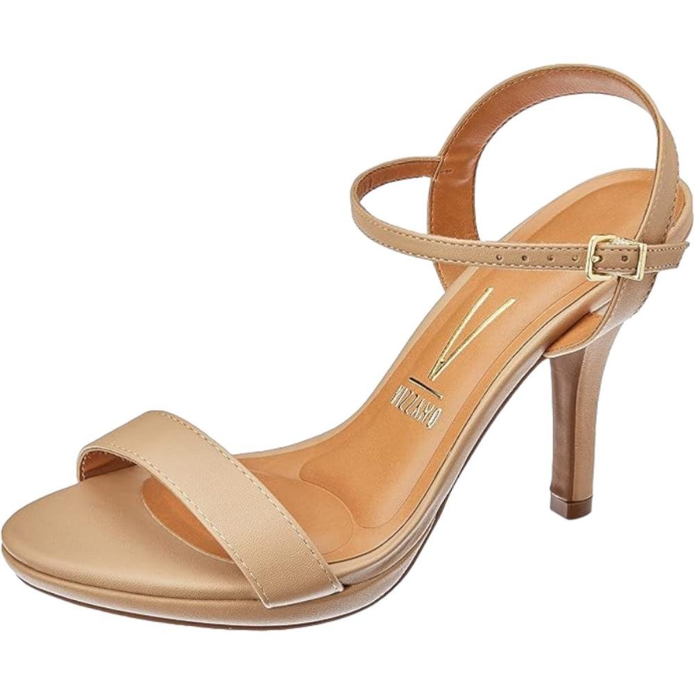 Sandália Feminina Vizzano Salto Fino Médio Casual Bege 3