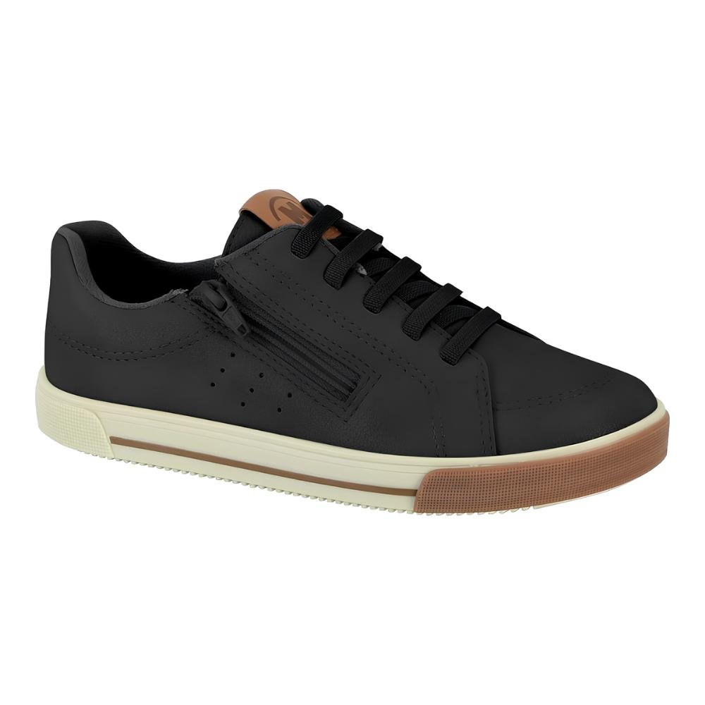 Tenis Infantil Menino Casual Detalhe Zíper Lateral Preto 1