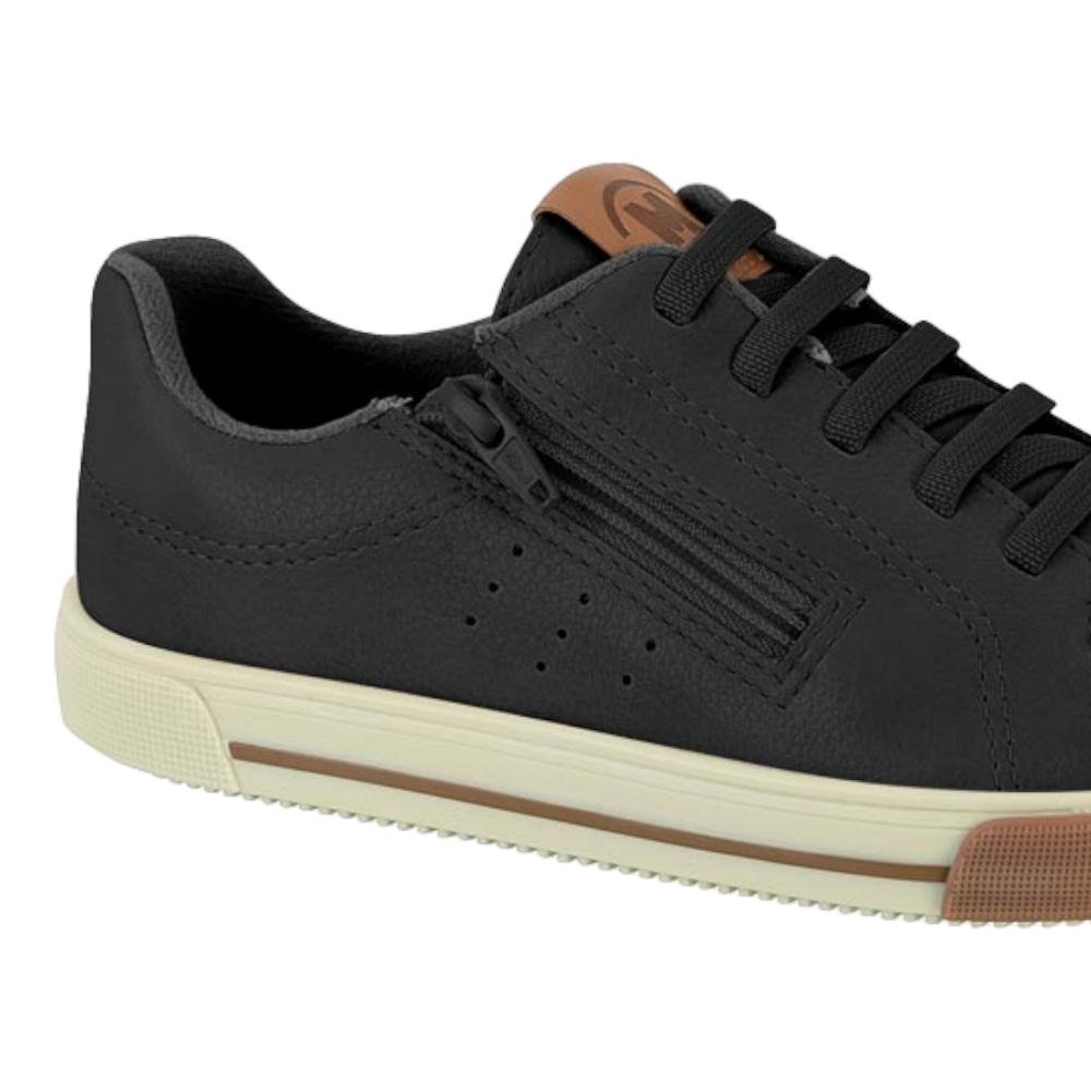 Tenis Infantil Menino Casual Detalhe Zíper Lateral Preto 2