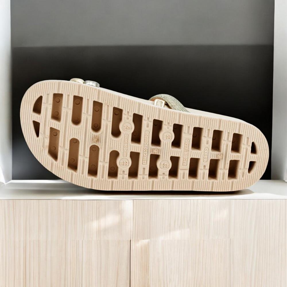 Sandália Feminina Mississipi Flatform Metalizada Bege 4