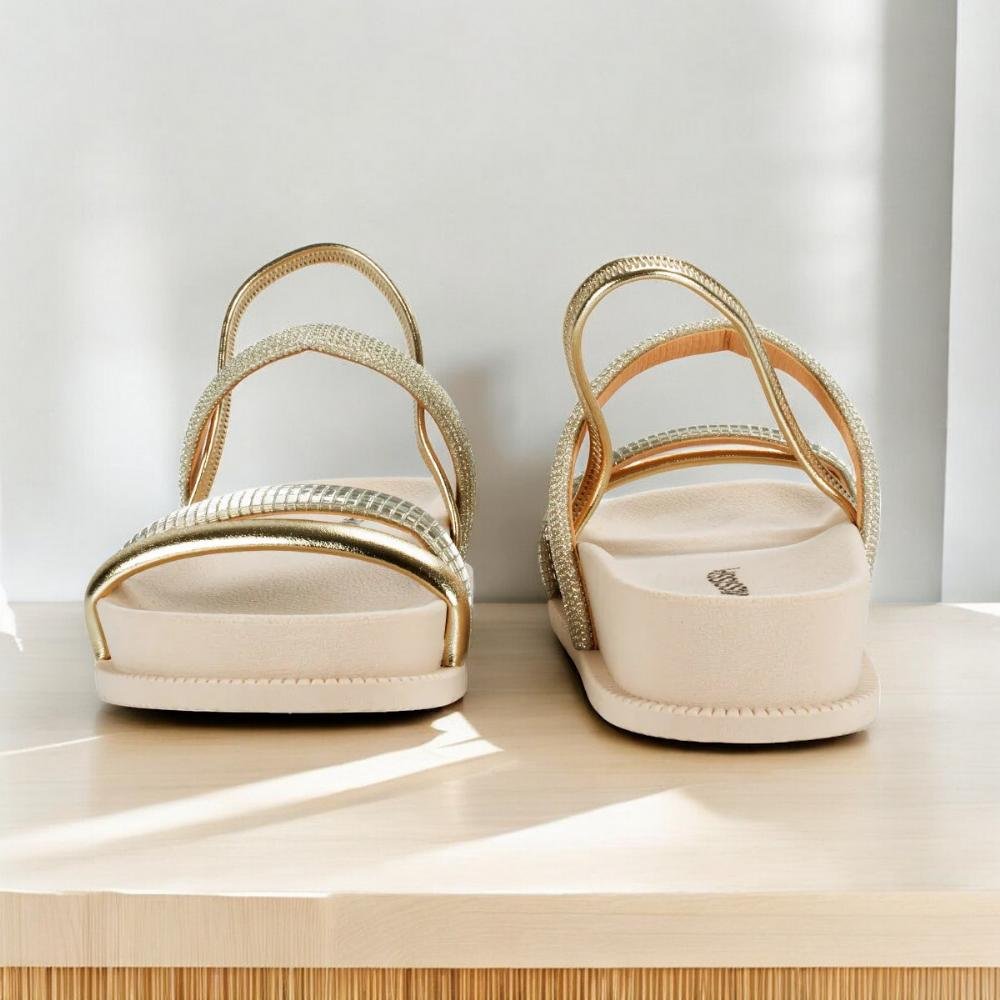 Sandália Feminina Mississipi Flatform Metalizada Bege 6