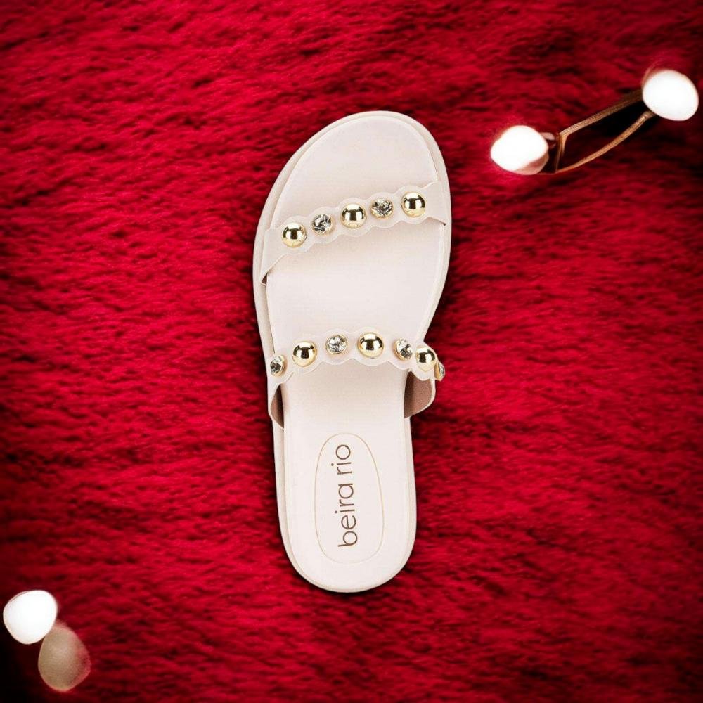 Tamanco Beira Rio Napa Feminina Com Pedrarias Branco 2