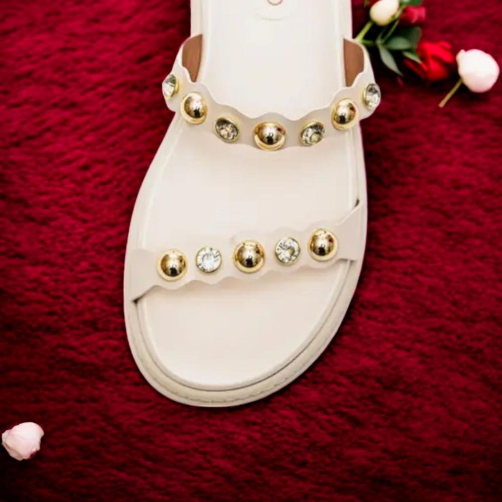 Tamanco Beira Rio Napa Feminina Com Pedrarias Branco 5