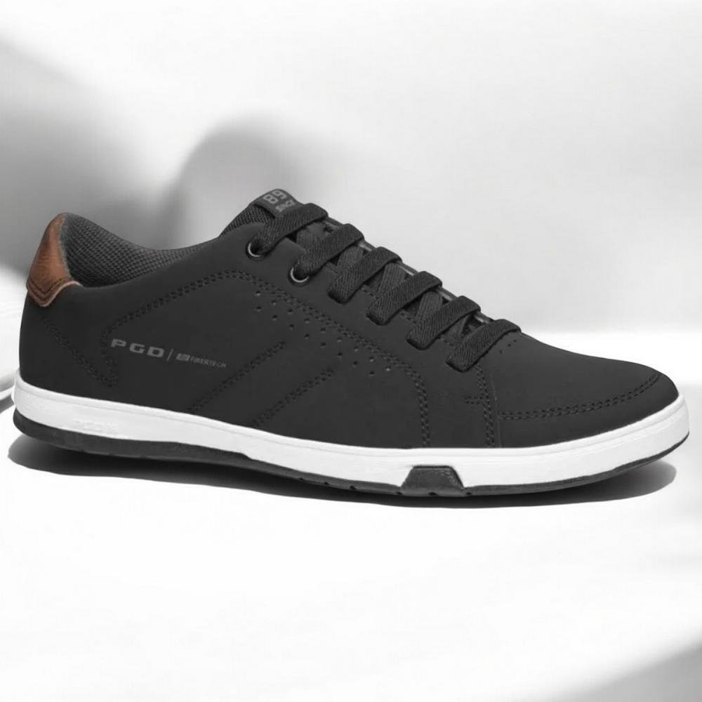 Sapato masculino pegada calce prático casual microfibra Preto 2