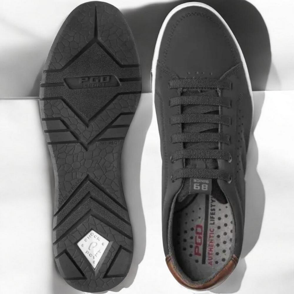 Sapato masculino pegada calce prático casual microfibra Preto 3