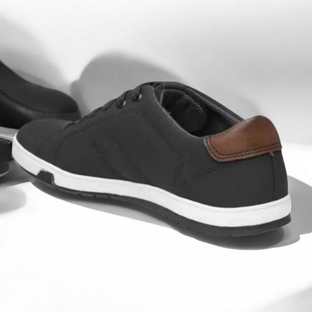 Sapato masculino pegada calce prático casual microfibra Preto 4