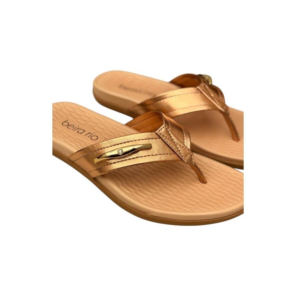 Tamanco feminino beira rio metalizado premium Ouro/Rosado 2