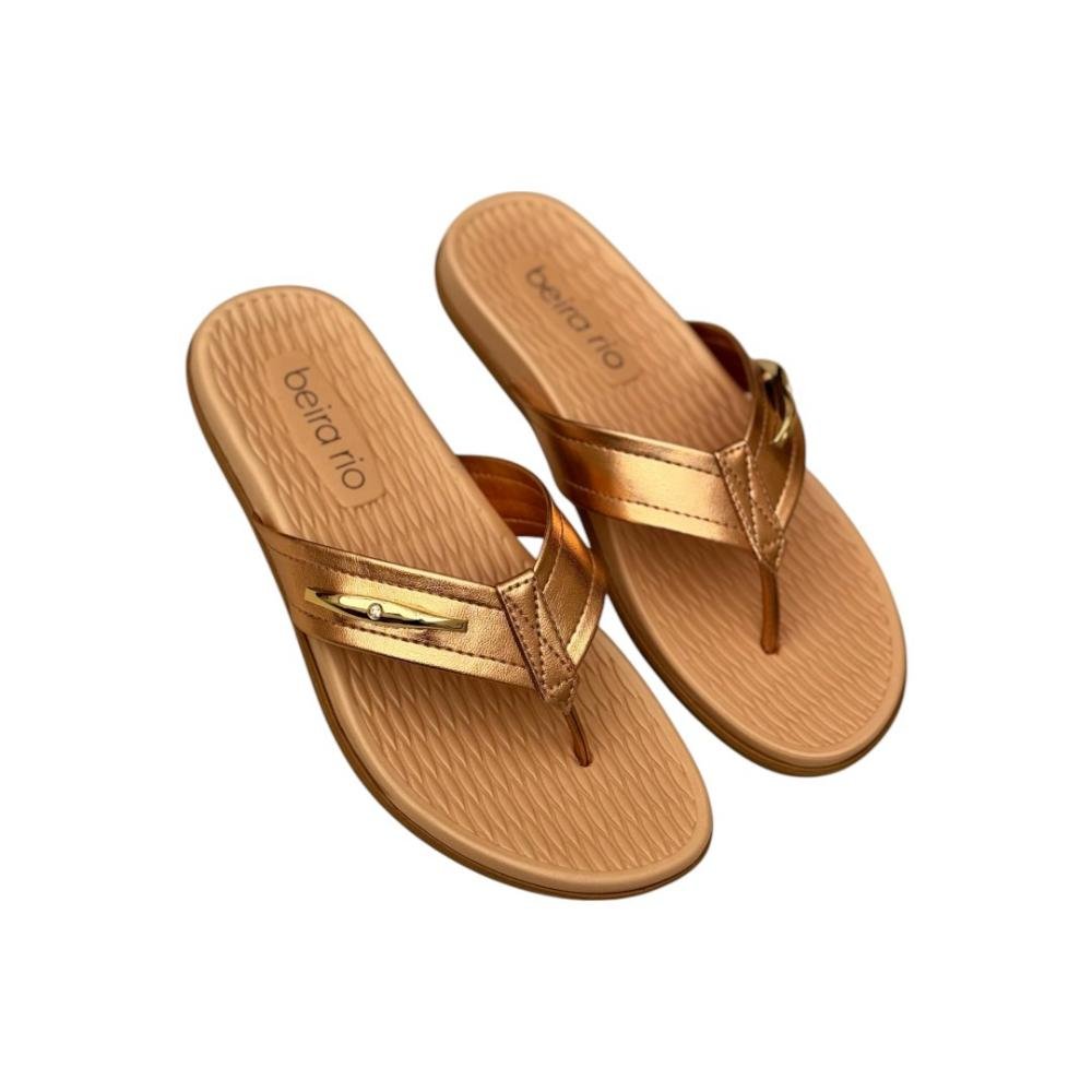 Tamanco feminino beira rio metalizado premium Ouro/Rosado 4