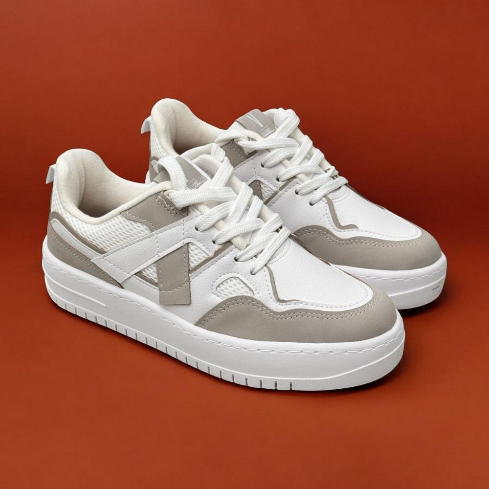 Tenis feminino vizzano com recortes branco cinza flatform Branco/Cinza 3