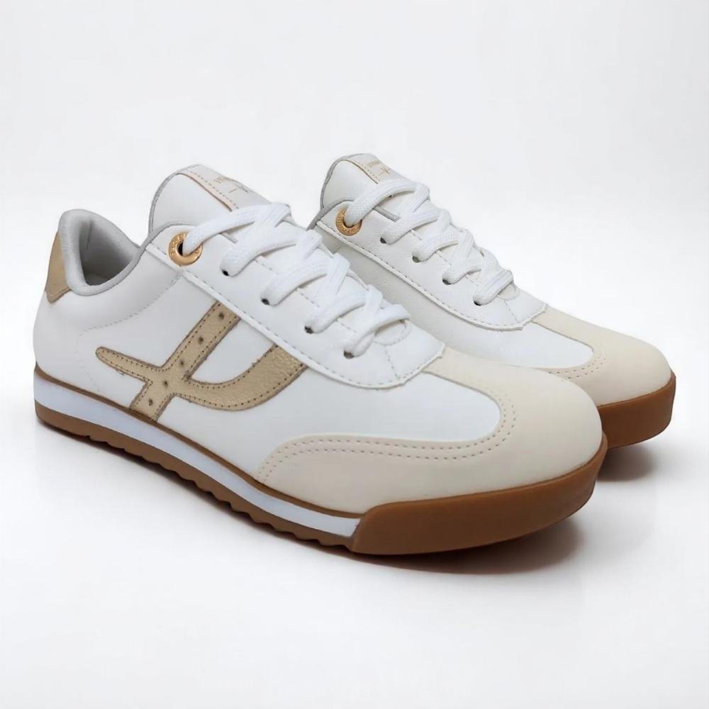 Tenis Via Marte Feminino Casual Conforto Marfim/Milk/Gold 2