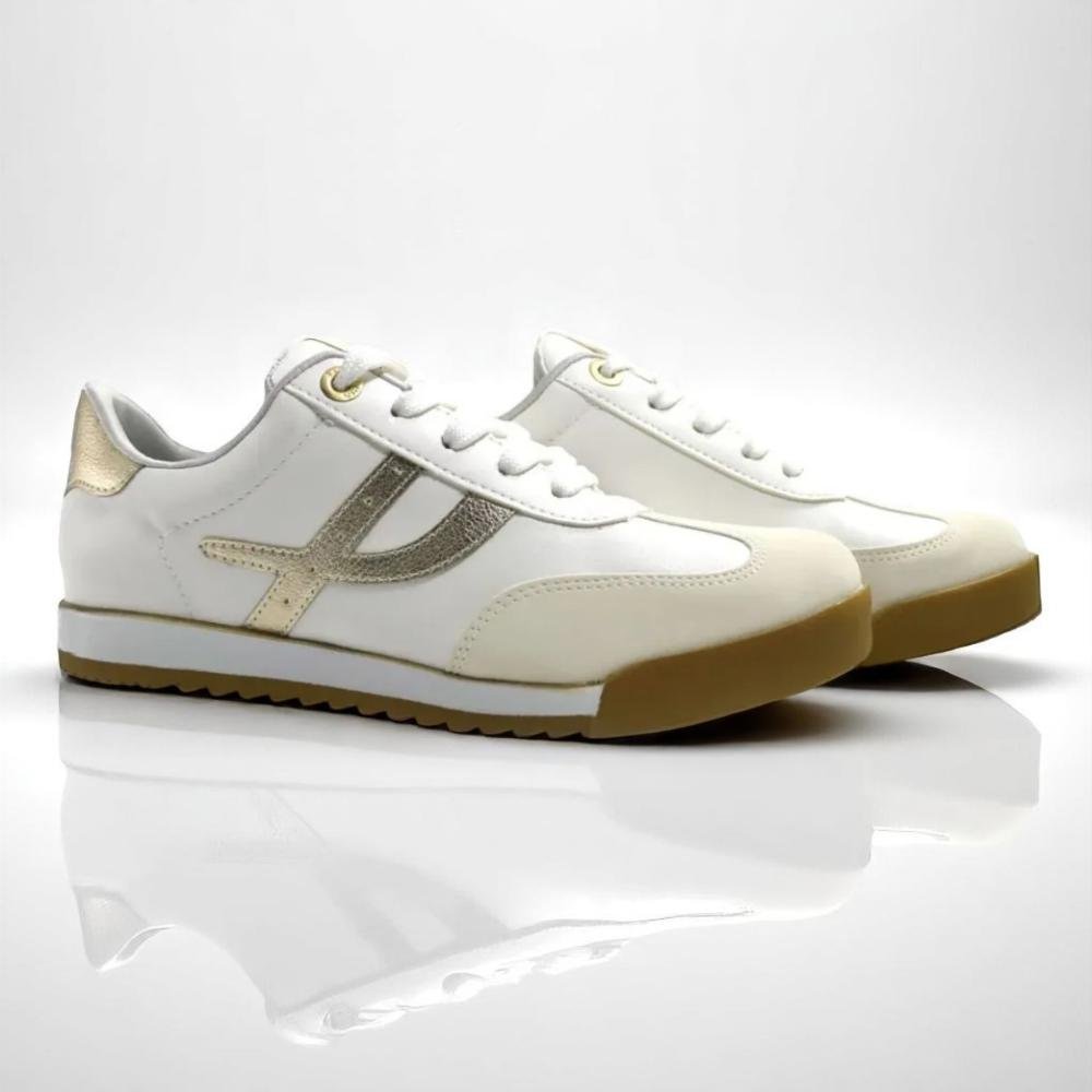Tenis Via Marte Feminino Casual Conforto Marfim/Milk/Gold 5