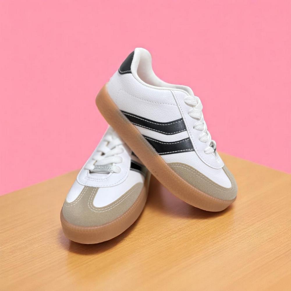 Tenis Molekinha Napa Camurça Branco-Preto Branco 2