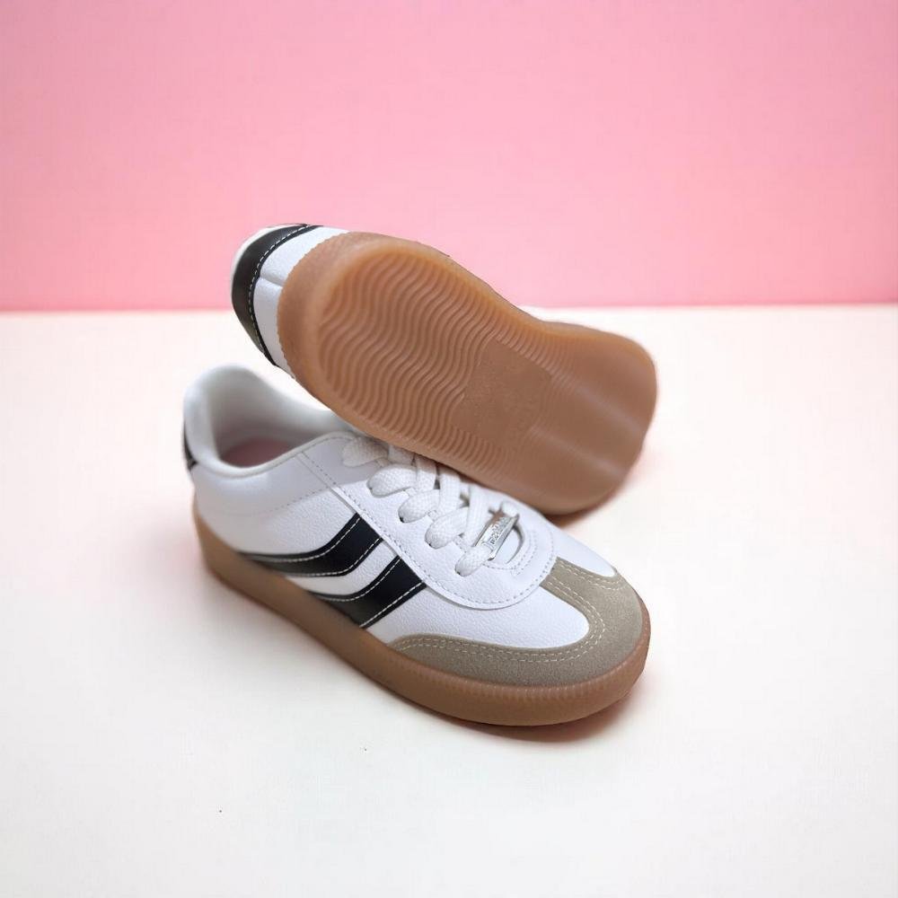 Tenis Molekinha Napa Camurça Branco-Preto Branco 3