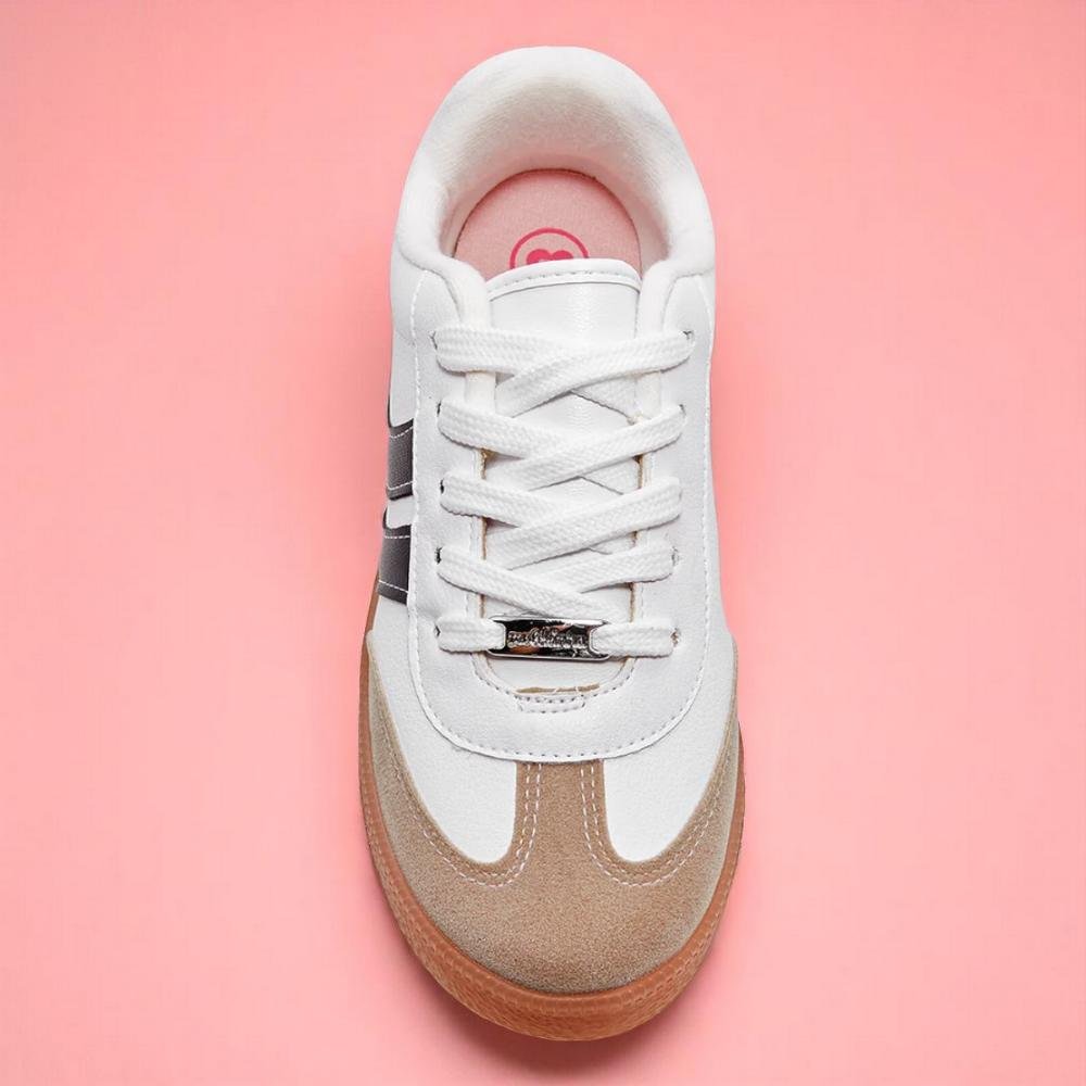 Tenis Molekinha Napa Camurça Branco-Preto Branco 5