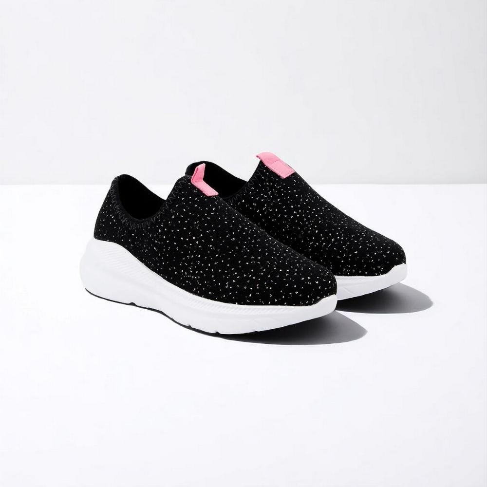 Tenis molekinha tecido shine comfy slip on menina infantil Preto 3