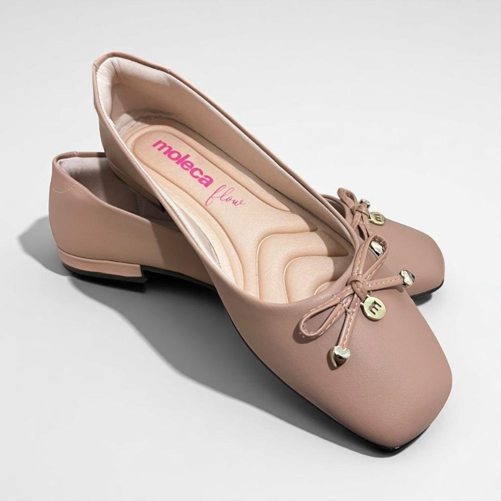 Sapatilha Feminino Moleca Napa Preto Nude 3