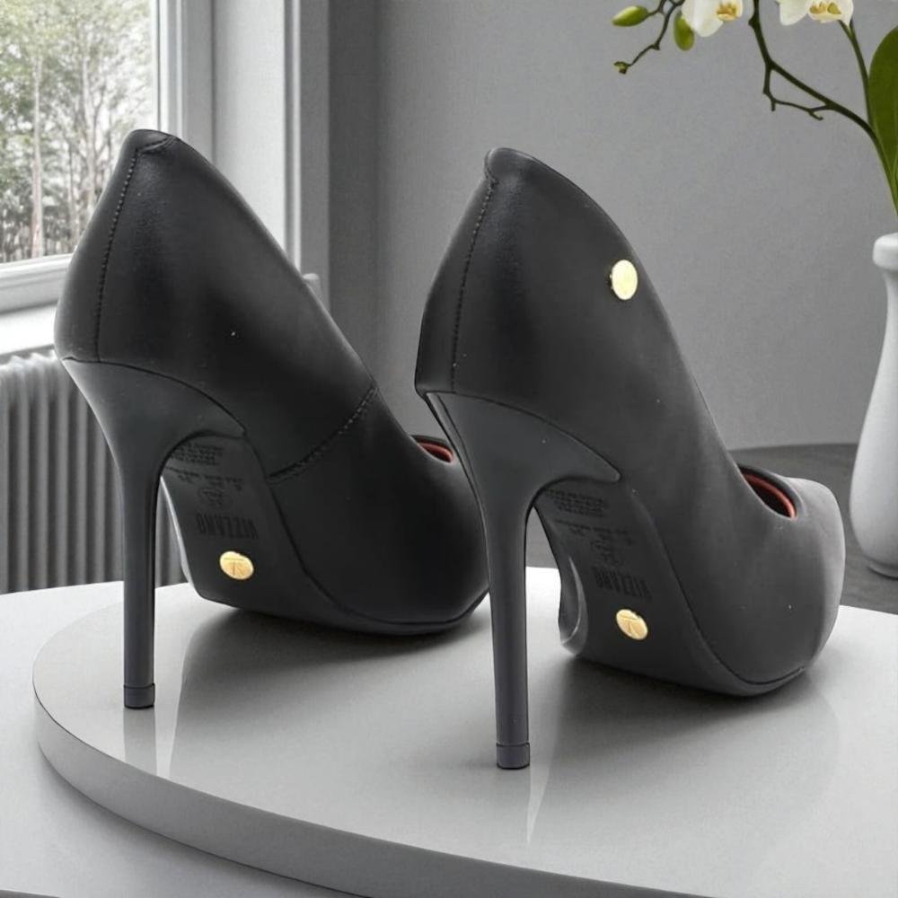 Sapato Scarpin Feminino Vizzano Salto Alto Fino Preto 3