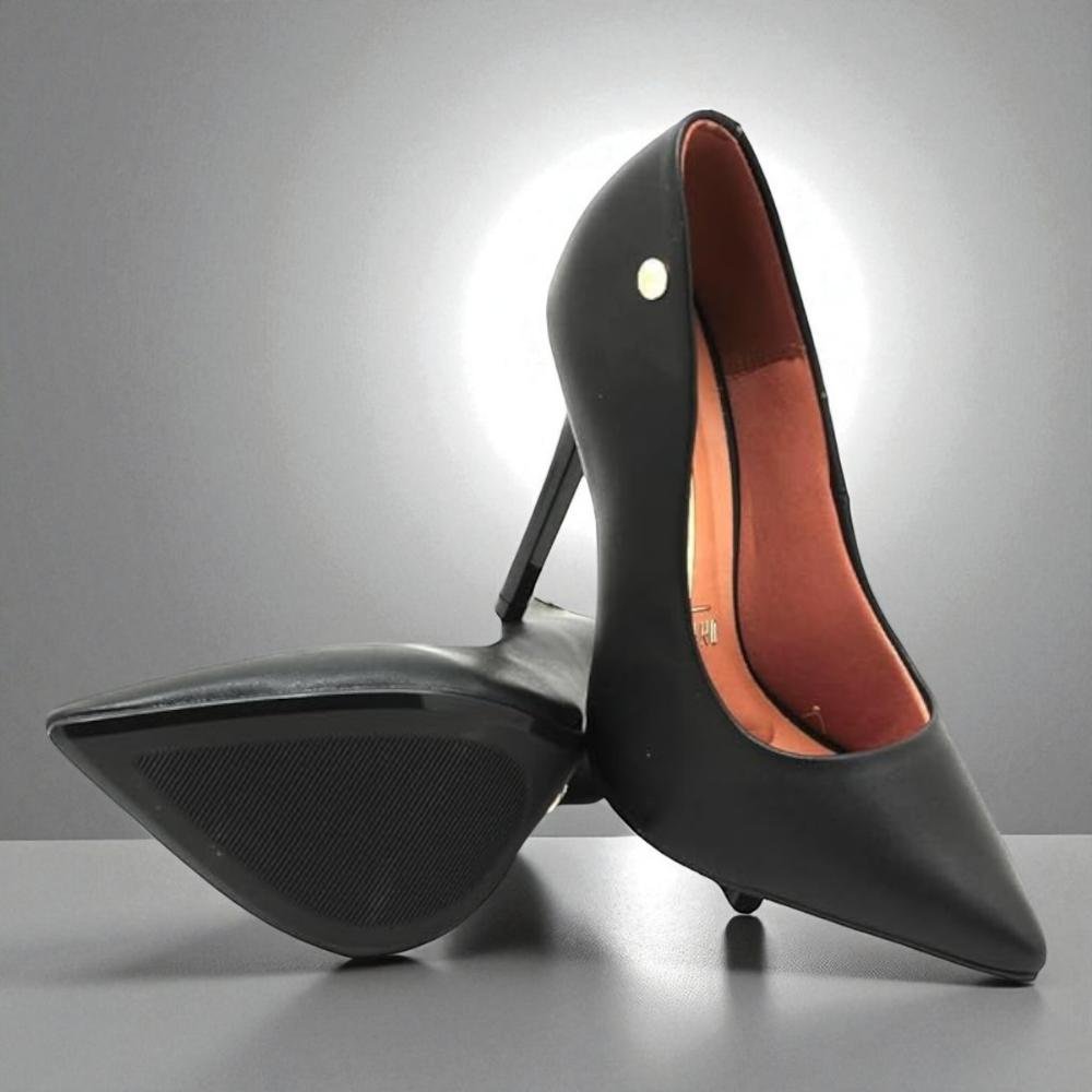 Sapato Scarpin Feminino Vizzano Salto Alto Fino Preto 4