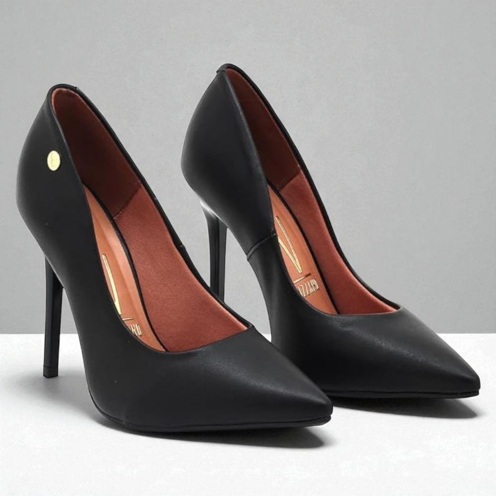 Sapato Scarpin Feminino Vizzano Salto Alto Fino Preto 5