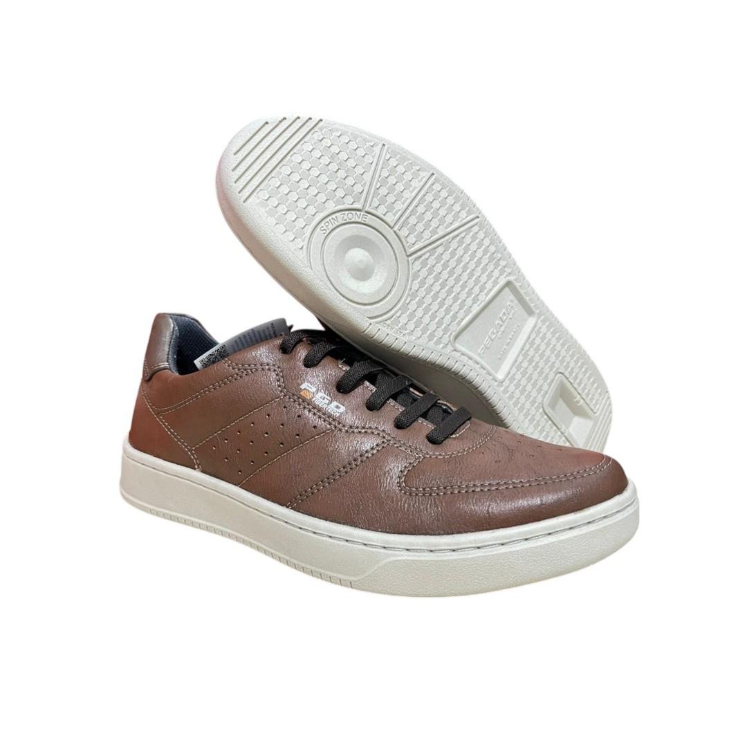 Sapato pegada masculino casual microfibra Pinhão/Café 3