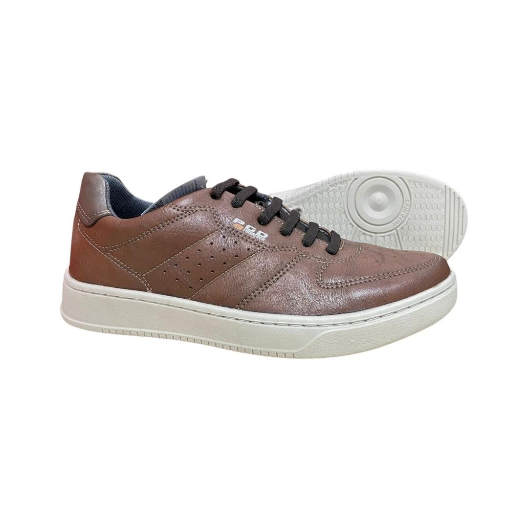 Sapato pegada masculino casual microfibra Pinhão/Café 4