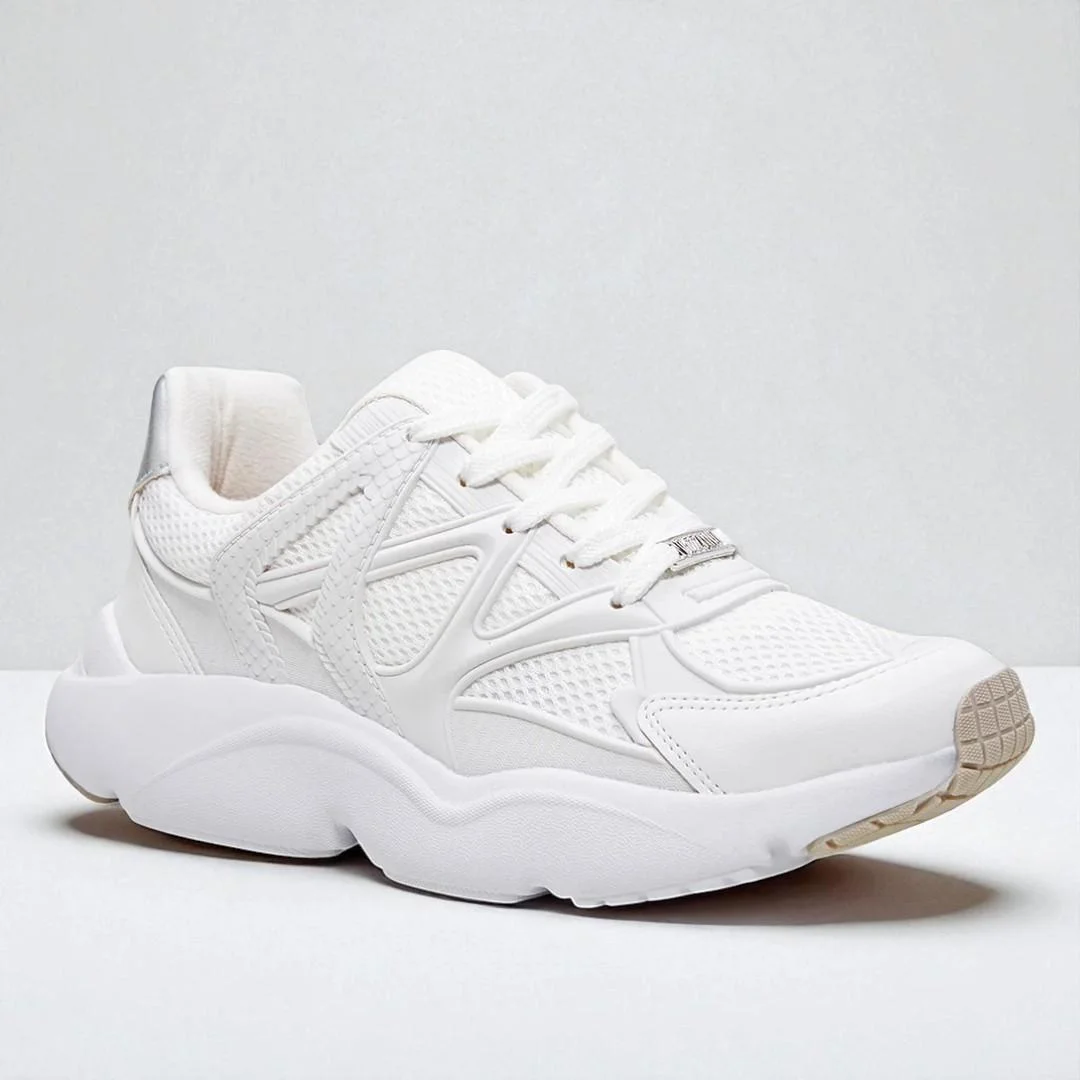 Tênis vizzano feminino leve esportivo e casual Branco/Prata 2