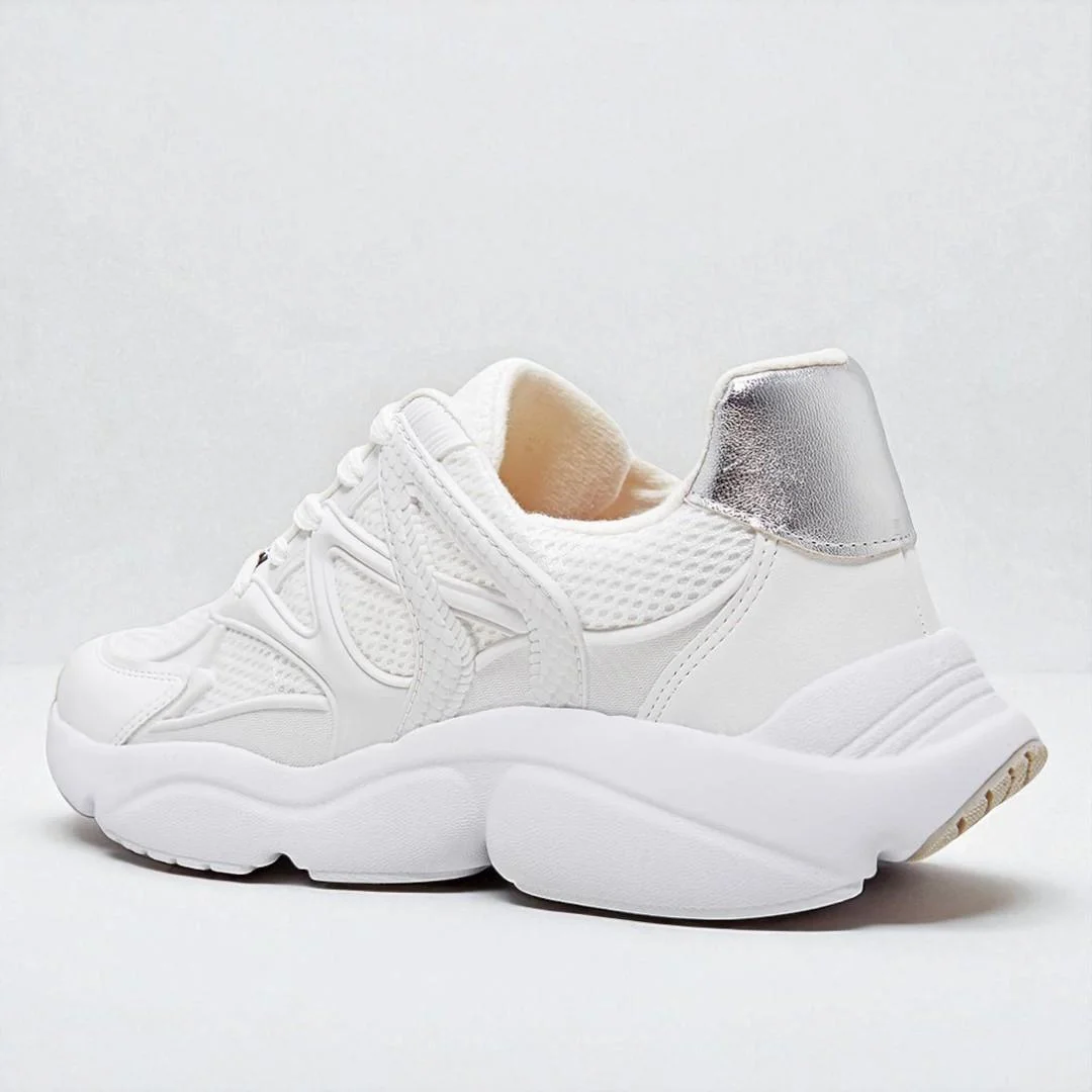Tênis vizzano feminino leve esportivo e casual Branco/Prata 3