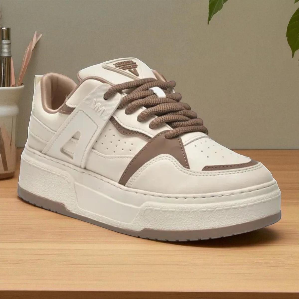 Tênis Via Marte Feminino Urban Napa Bege/Marrom 2