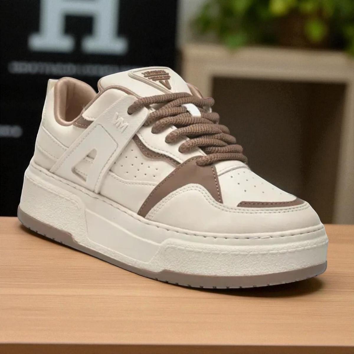 Tênis Via Marte Feminino Urban Napa Bege/Marrom 3