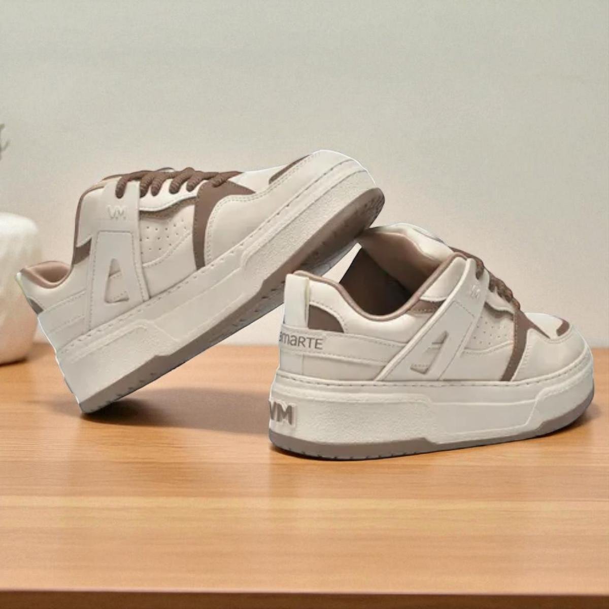 Tênis Via Marte Feminino Urban Napa Bege/Marrom 4