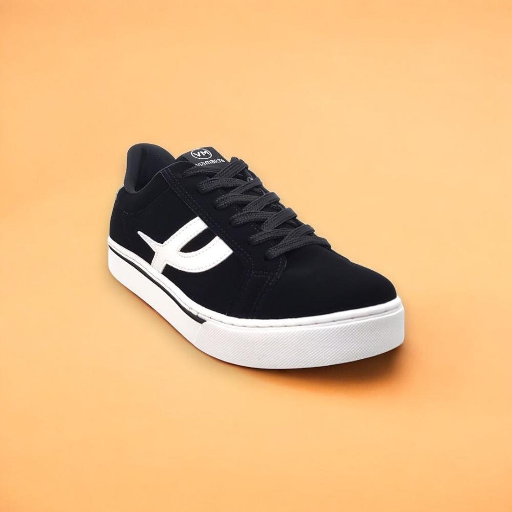 Tenis via marte feminino nobuck napa urbano Preto/Branco 2
