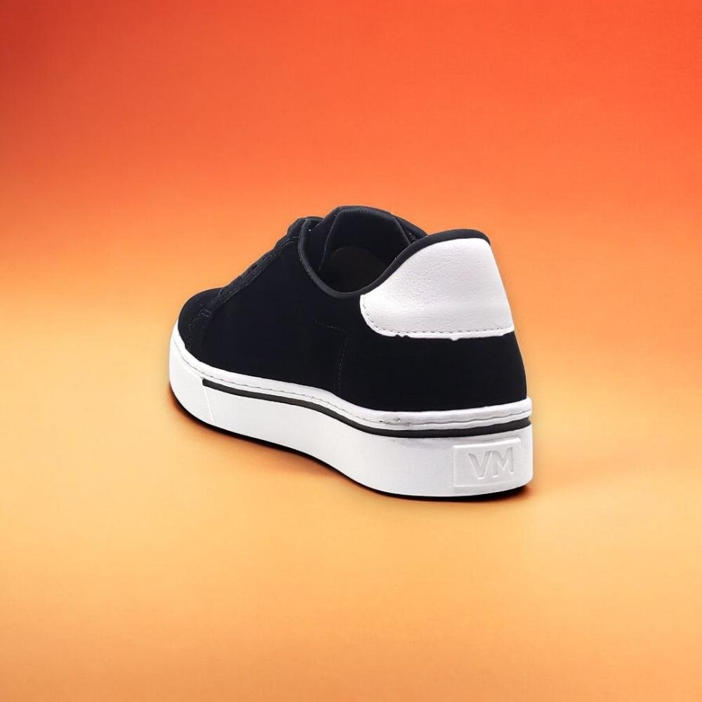 Tenis via marte feminino nobuck napa urbano Preto/Branco 3