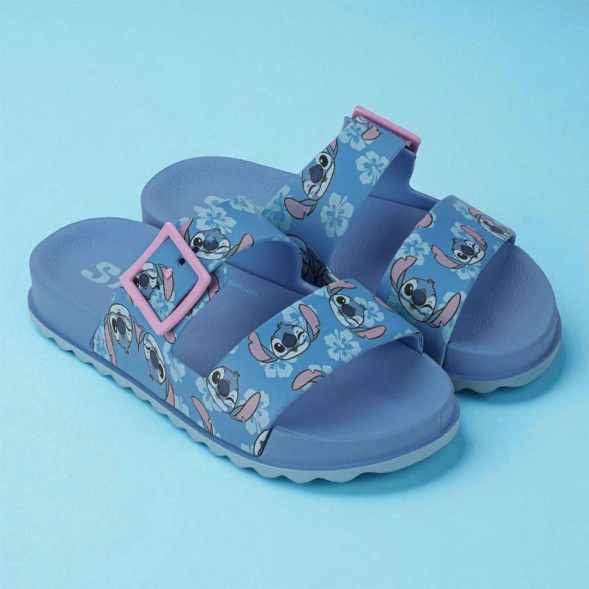Chinelo Infantil Stitch Summer Slid Menina Grendene Azul/Rosa 2