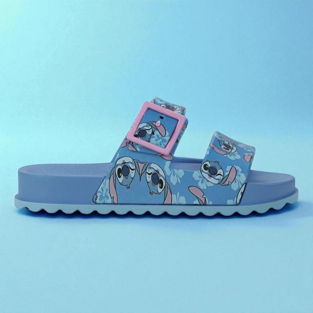 Chinelo Infantil Stitch Summer Slid Menina Grendene Azul/Rosa 5
