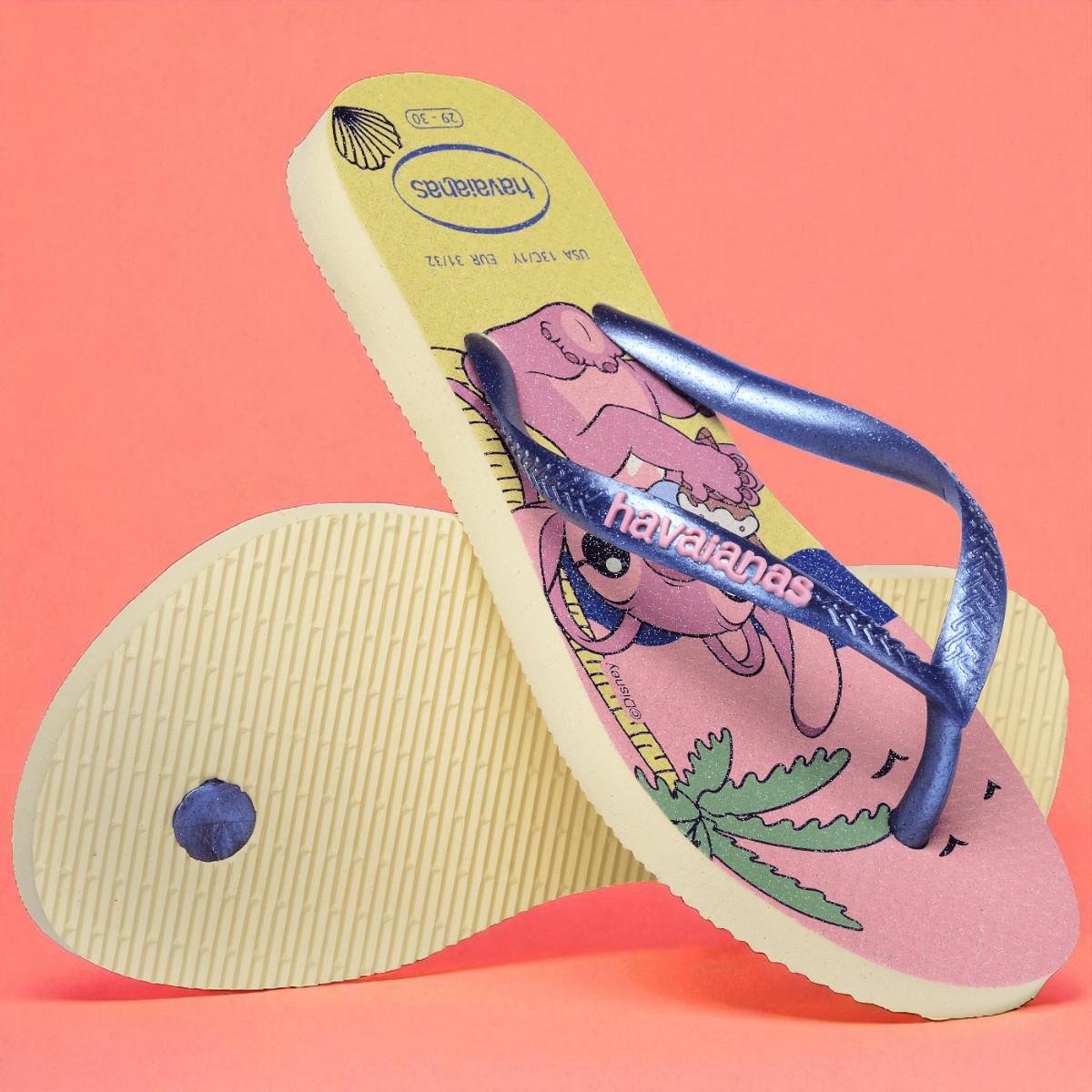 Chinelo Meninas Havaianas Slim Disney Stitch Azul/Rosa 3