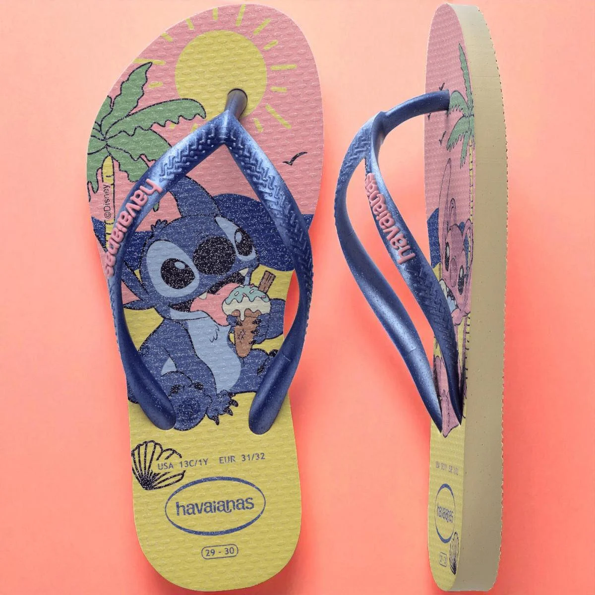 Chinelo Meninas Havaianas Slim Disney Stitch Azul/Rosa 4