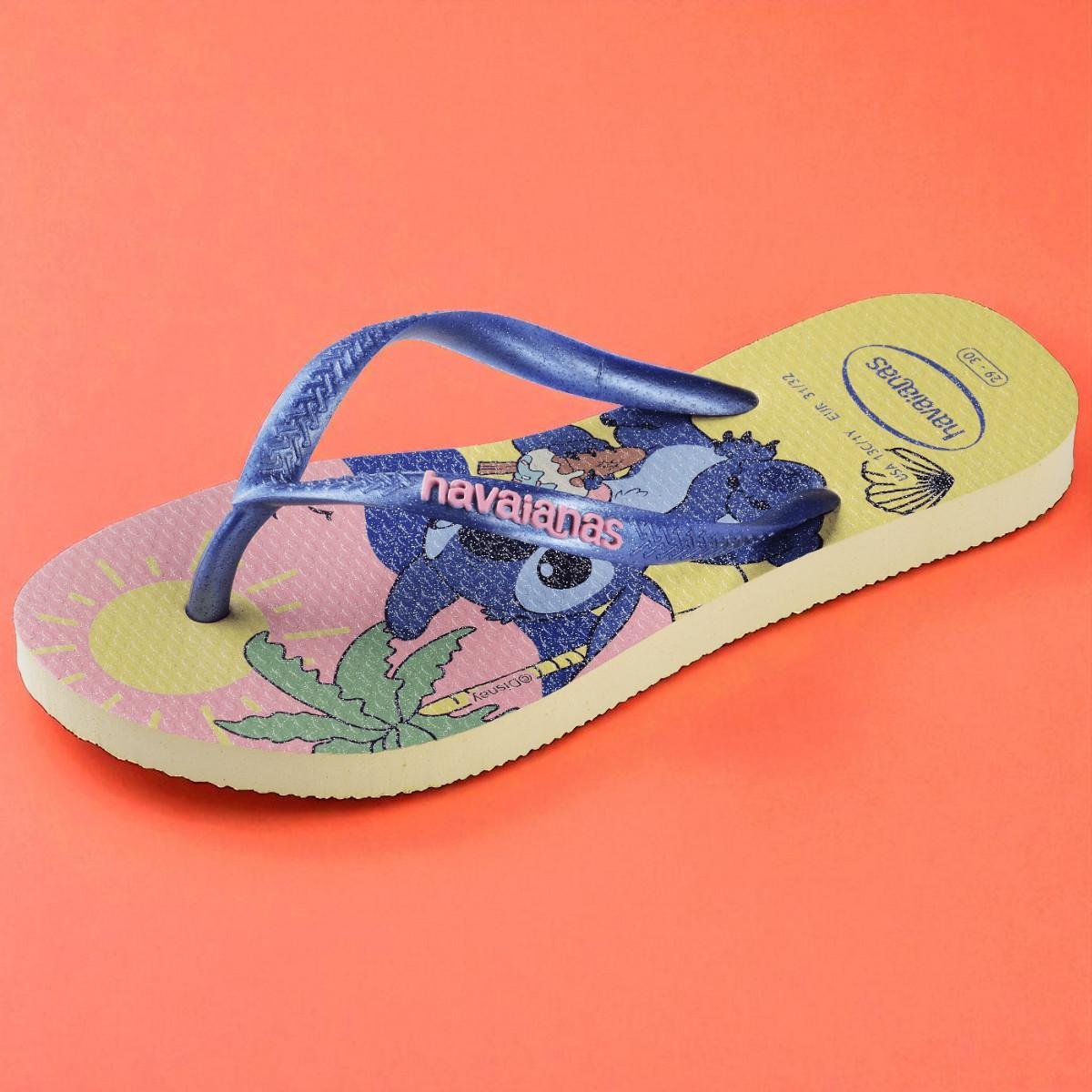 Chinelo Meninas Havaianas Slim Disney Stitch Azul/Rosa 5