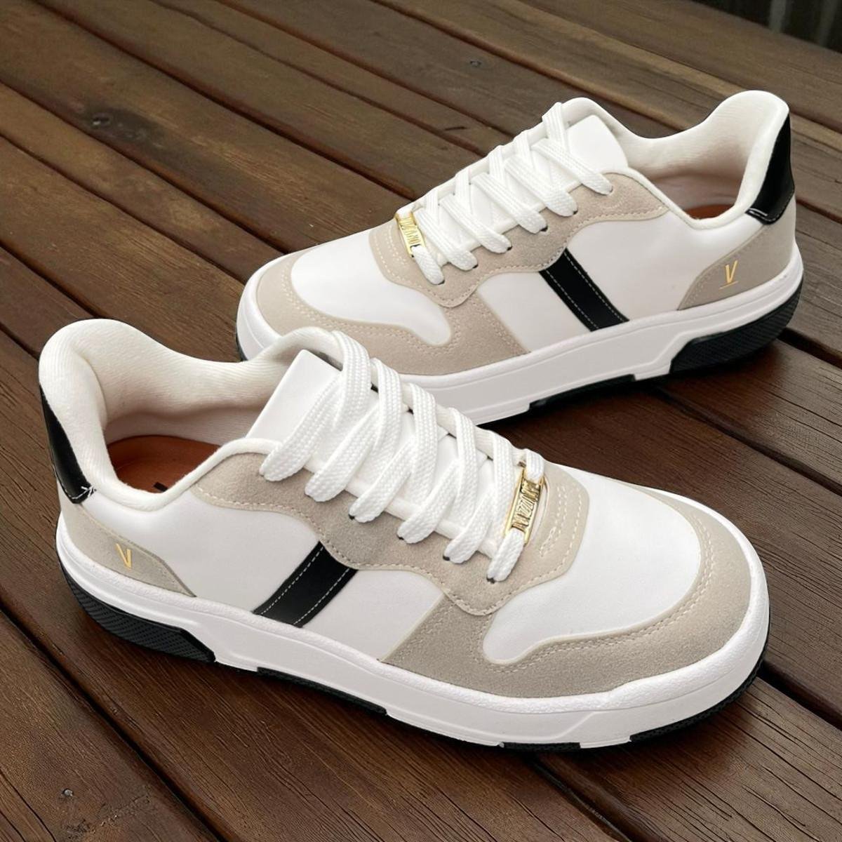 Tênis Feminino Vizzano Pelica Camurça Branco Off/Preto 3