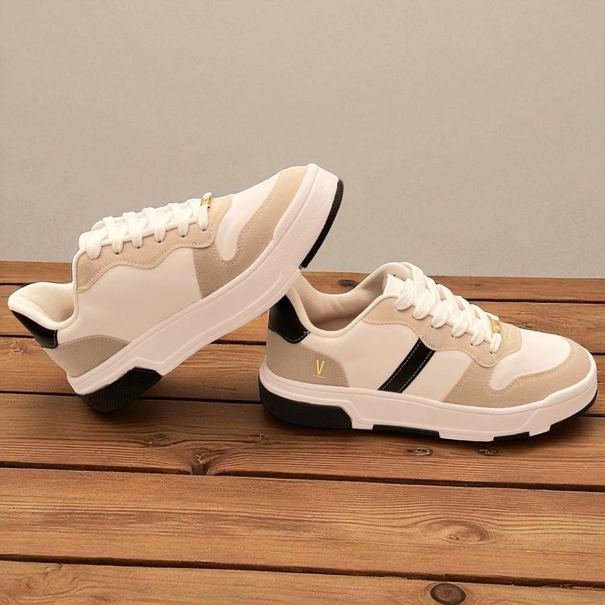 Tênis Feminino Vizzano Pelica Camurça Branco Off/Preto 4