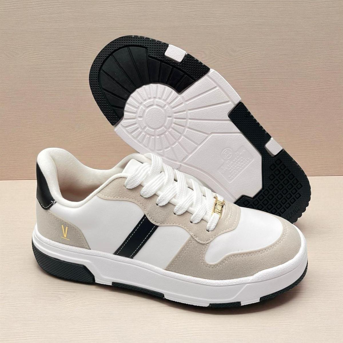 Tênis Feminino Vizzano Pelica Camurça Branco Off/Preto 5