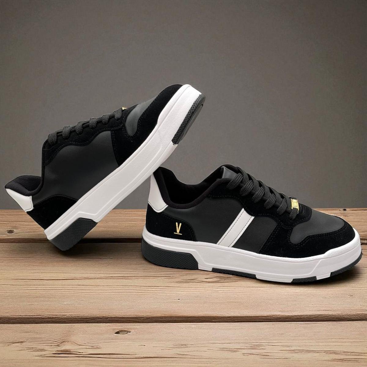 Tênis Feminino Vizzano Pelica Camurça Preto/Branco 2