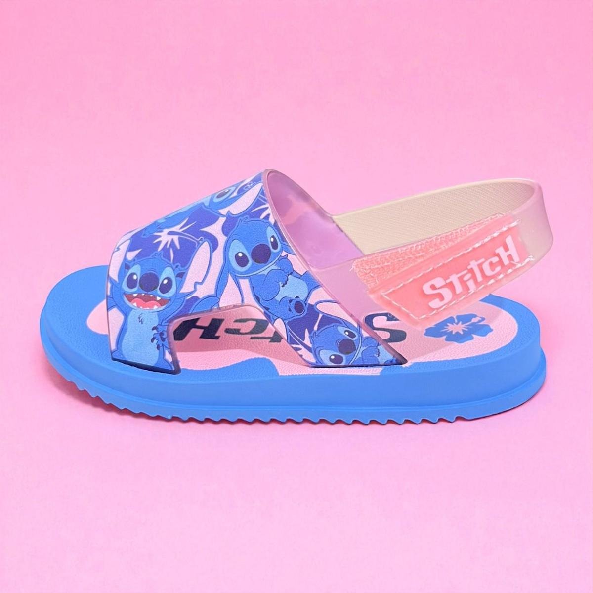 Sandália Infantil Rosa Stitch Hora do Lanche Grendene Kids Azul/Rosa 3