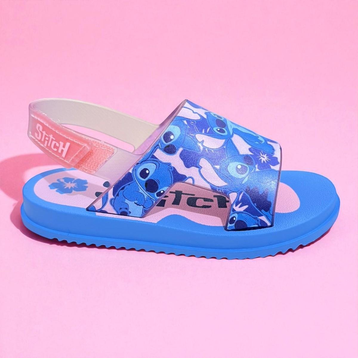 Sandália Infantil Rosa Stitch Hora do Lanche Grendene Kids Azul/Rosa 6