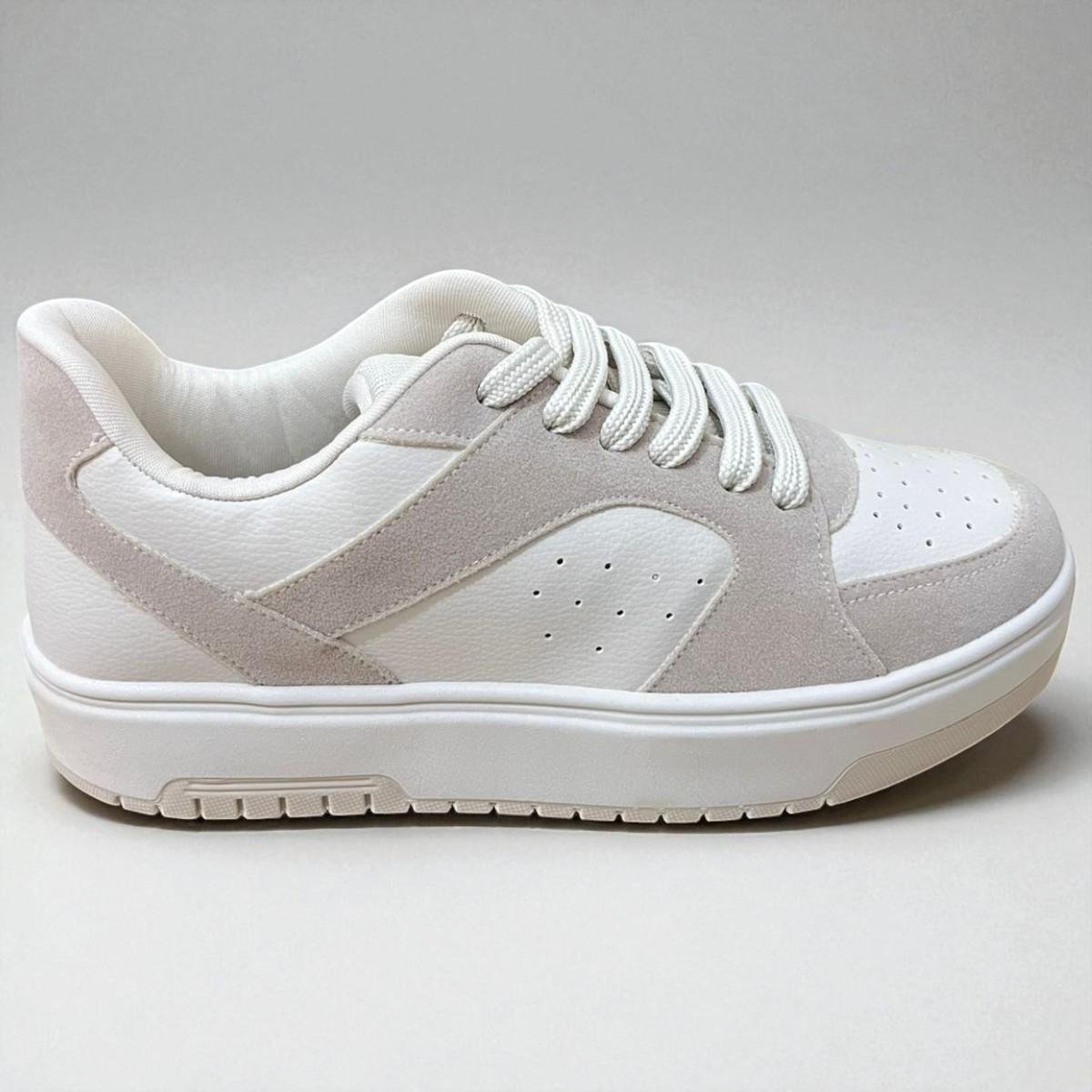 Tenis Feminino Casual Maxi Mundial Creme Cinza Creme/Cinza 4