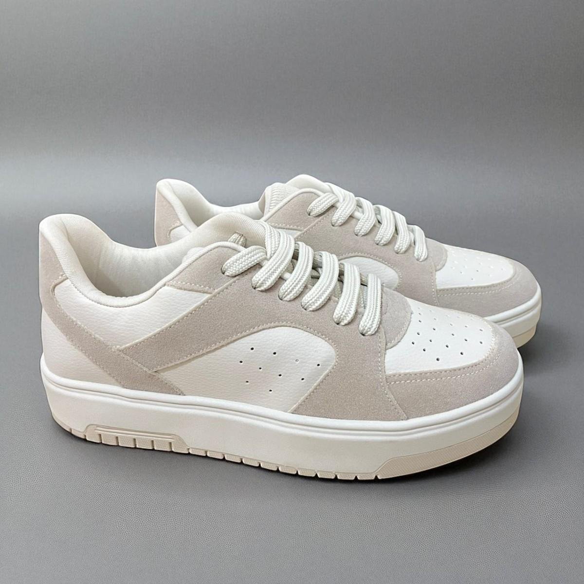 Tenis Feminino Casual Maxi Mundial Creme Cinza Creme/Cinza 5