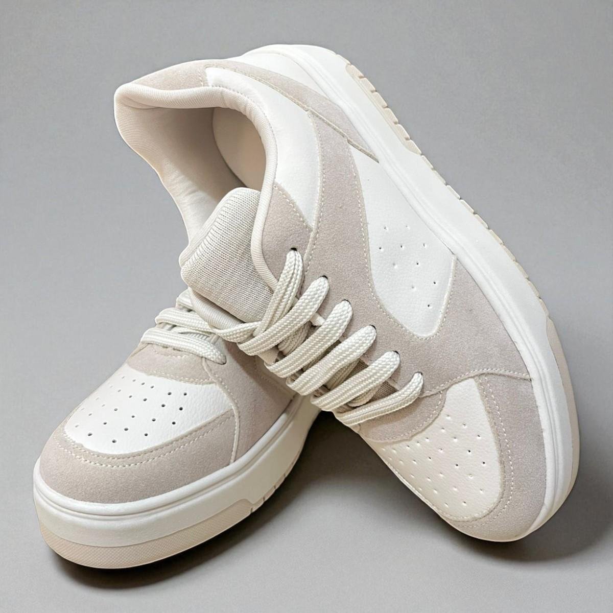 Tenis Feminino Casual Maxi Mundial Creme Cinza Creme/Cinza 6