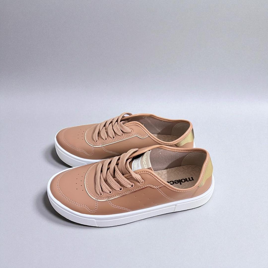 Tênis moleca feminino urbanho simples casual Nude/Dourado 3